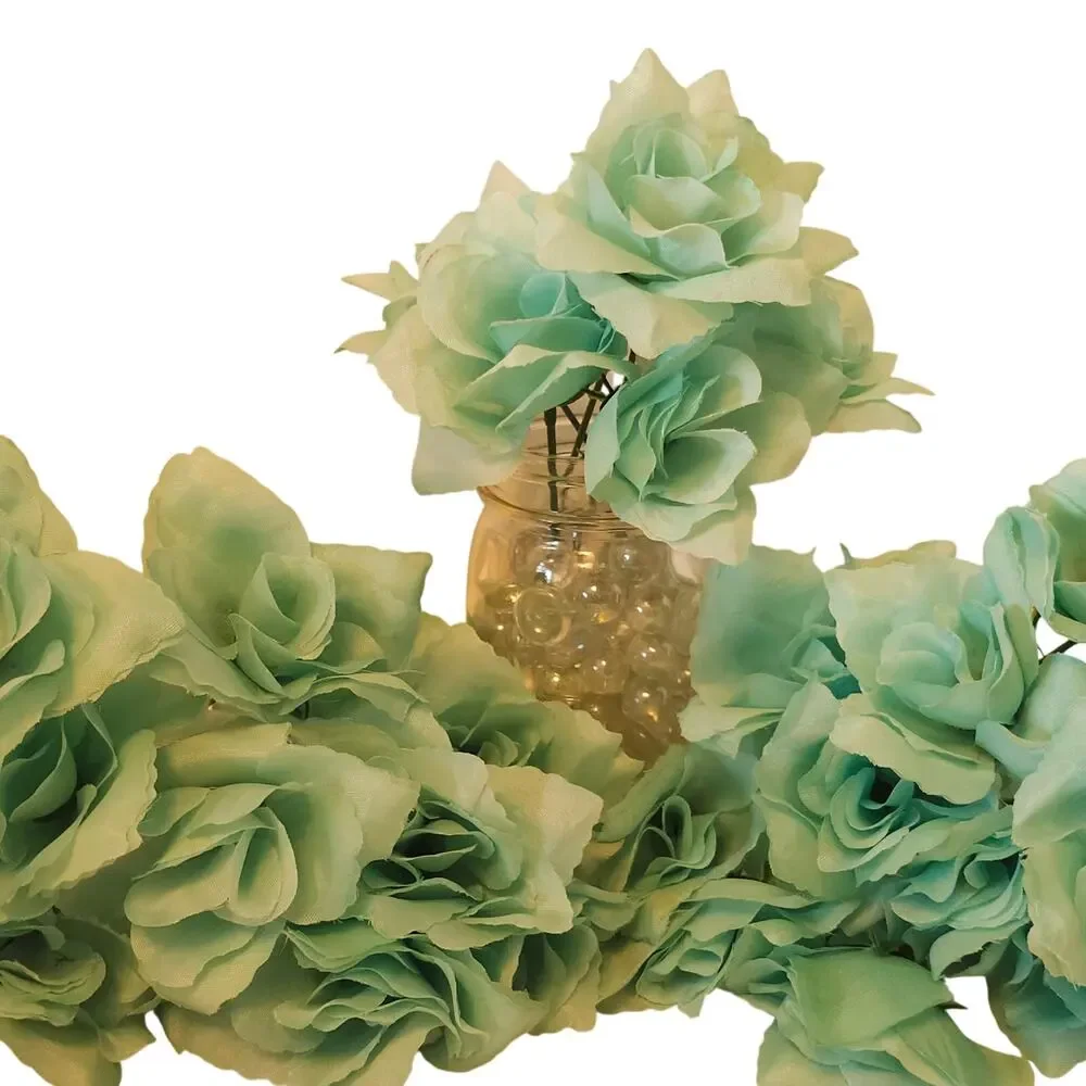 Artificial Mint Aqua Green Roses Lot of 50 2.5in Short Stems Wedding Craft